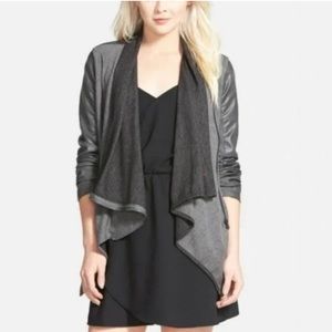 BLANKNYC Draped Asymmetrical Zip Faux Leather Moto Jacket